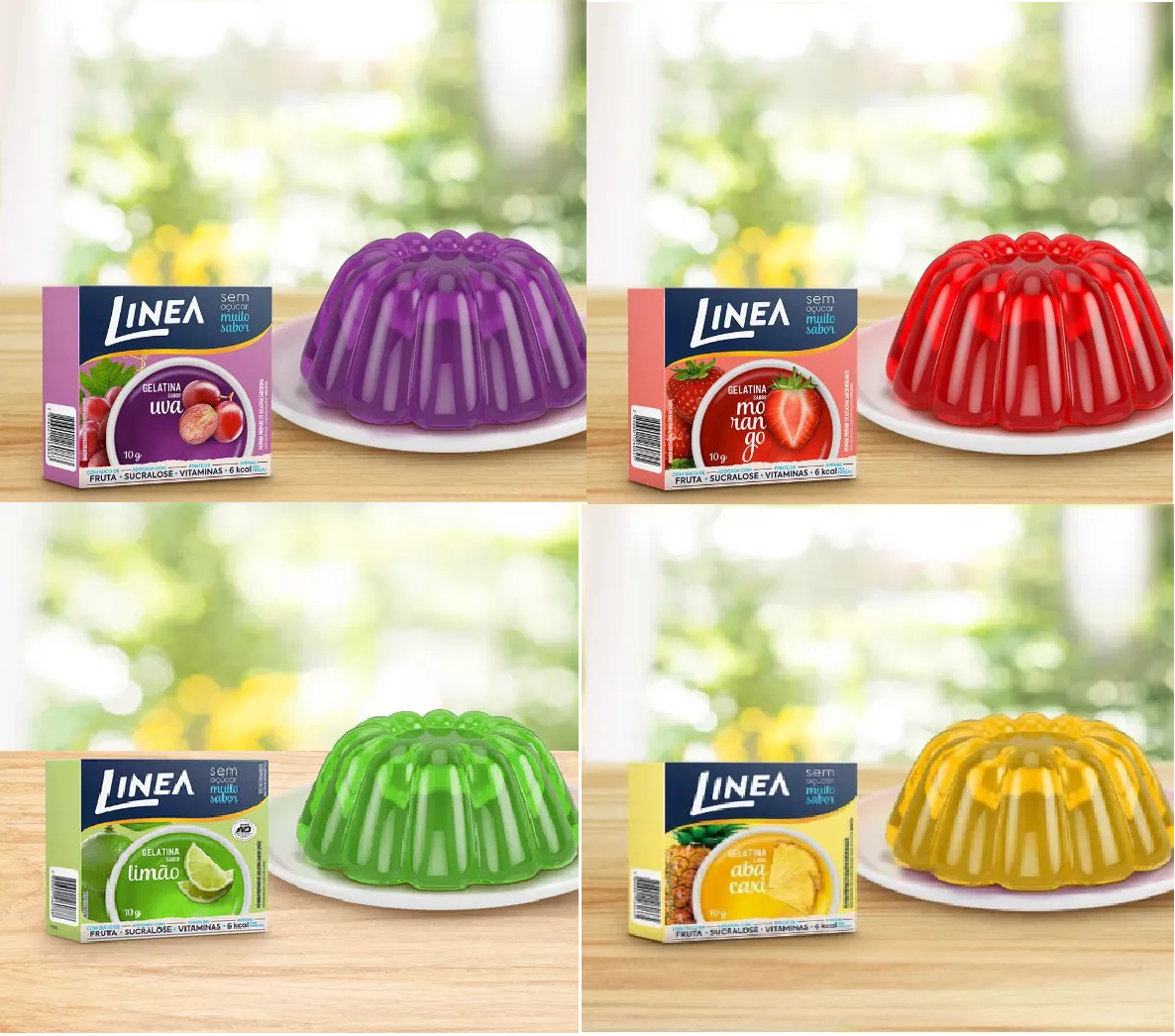 Linea Gelatinas em Pó com Suco de Fruta Sem Açúcar (2x10g) - Sabores: